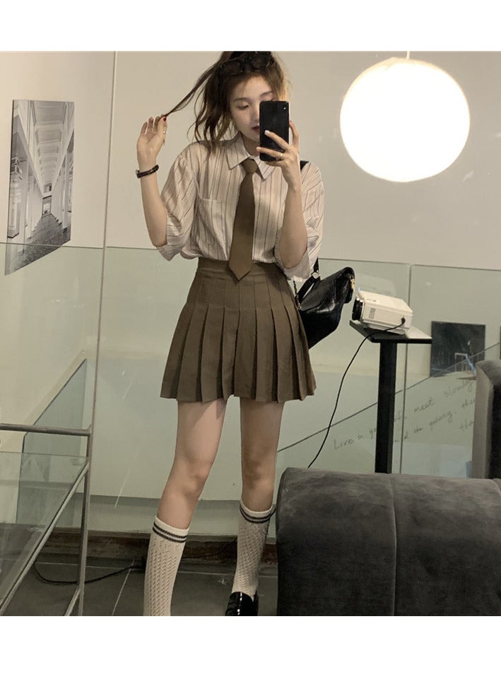 Women's  Striped Shirt for Ladies, Short Sleeves Shirt - Image 2