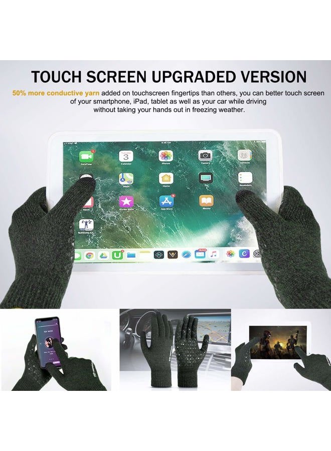 TRENDOUX Winter Gloves for Men Women - Upgraded Touch Screen Anti-Slip Silicone Gel - Elastic Cuff - Thermal Soft Knit Lining, Midnight Green, M - Image 2