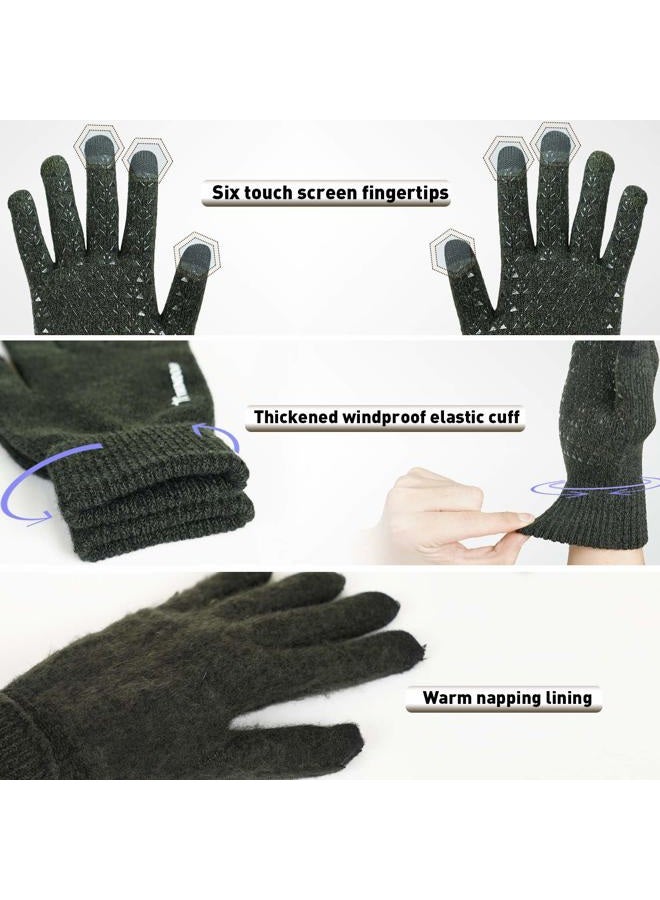 TRENDOUX Winter Gloves for Men Women - Upgraded Touch Screen Anti-Slip Silicone Gel - Elastic Cuff - Thermal Soft Knit Lining, Midnight Green, M - Image 3