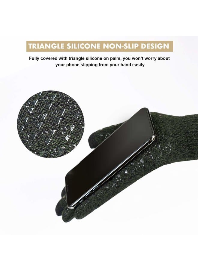 TRENDOUX Winter Gloves for Men Women - Upgraded Touch Screen Anti-Slip Silicone Gel - Elastic Cuff - Thermal Soft Knit Lining, Midnight Green, M - Image 4