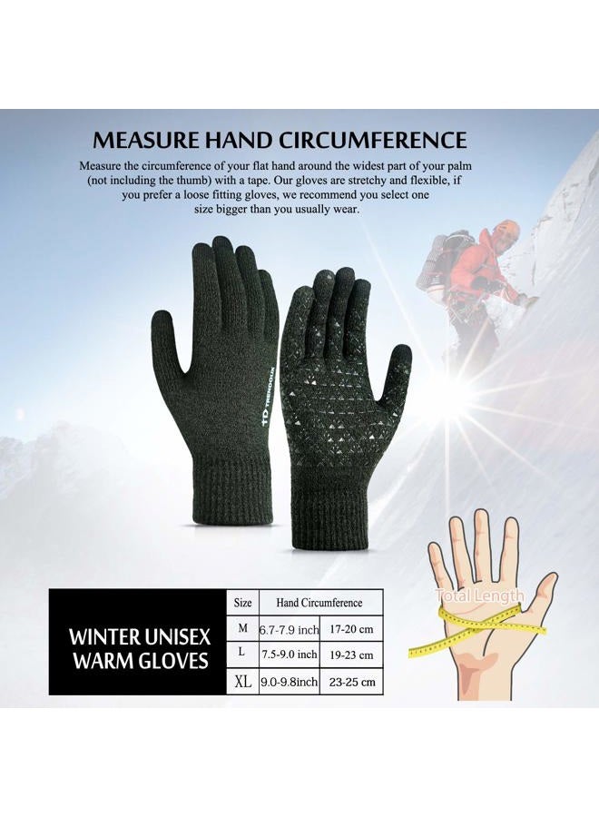 TRENDOUX Winter Gloves for Men Women - Upgraded Touch Screen Anti-Slip Silicone Gel - Elastic Cuff - Thermal Soft Knit Lining, Midnight Green, M - Image 5