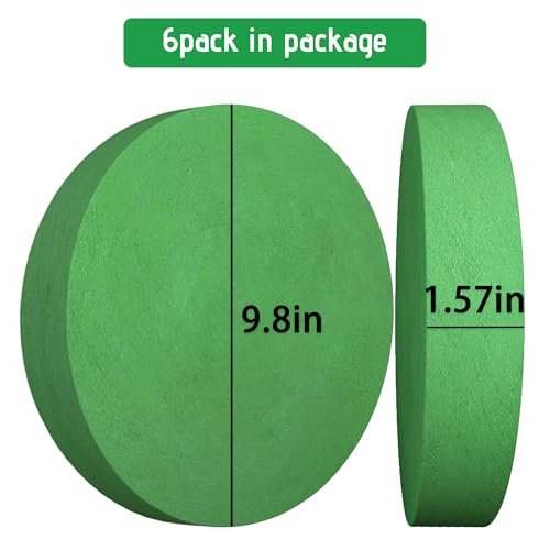 Max Shape 6 Pcs Floral Foam Round Blocks, Large Wet and Dry Green Foam for Artificial and Fresh Flower Arrangement,Flower Foam Blocks for Wedding Party Decorations (9.8 Inch) - Image 2