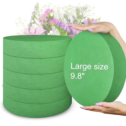 Max Shape 6 Pcs Floral Foam Round Blocks, Large Wet and Dry Green Foam for Artificial and Fresh Flower Arrangement,Flower Foam Blocks for Wedding Party Decorations (9.8 Inch) - Image 1
