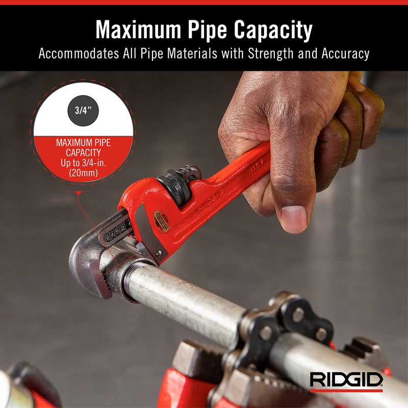 RIDGID مفتاح أنابيب RIDGID 31000 موديل 6 الثقيل 6 بوصة، أحمر، مصنوع في الولايات المتحدة الأمريكية - Image 3