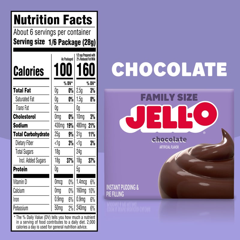 Jell-O Chocolate Instant Pudding & Pie Filling Mix, 5.9 oz Box, As Seen on TikTok - Image 2