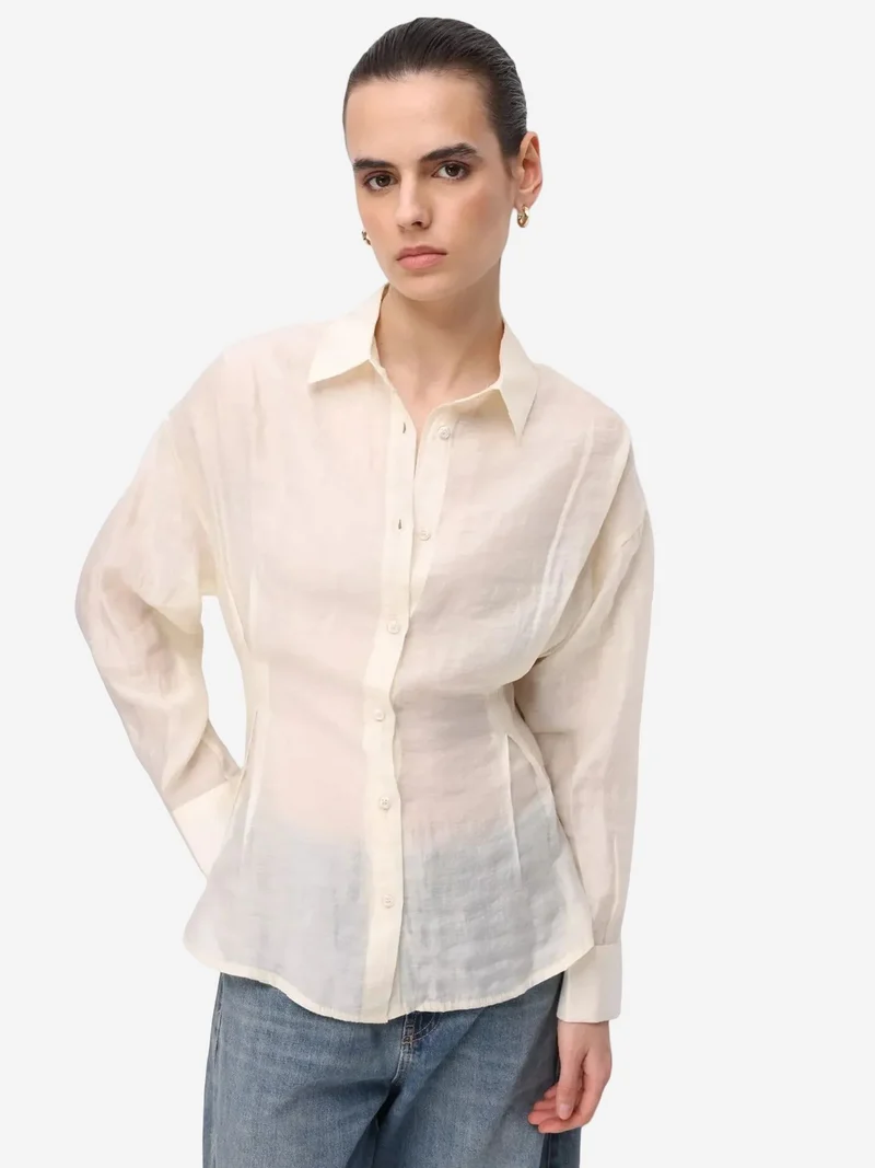 ميكسراي MIXRAY Fitted Textured Button-Up Shirt