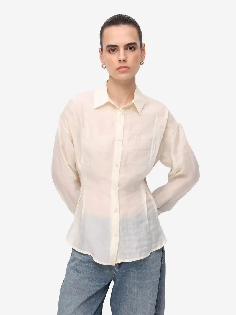 ميكسراي MIXRAY Fitted Textured Button-Up Shirt