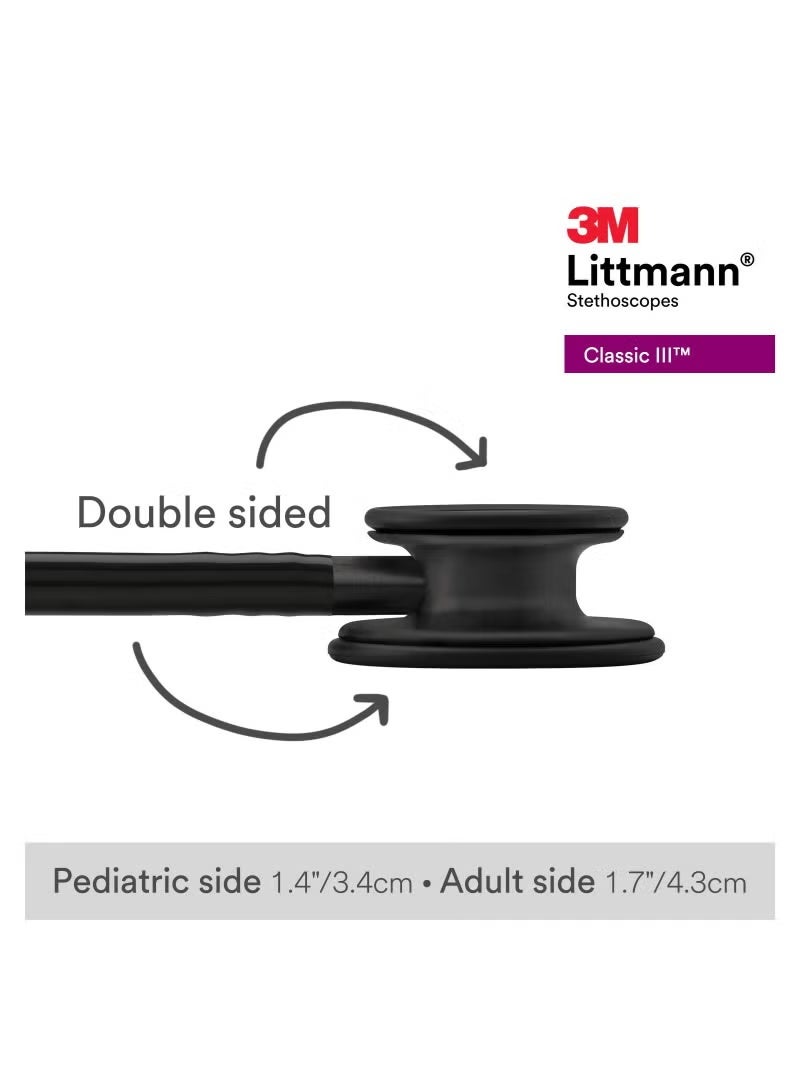 3M Littmann 3M 5803 Littmann Classic III Black Edition Chestpiece Monitoring Stethoscope, 27" Black Tube - Image 5