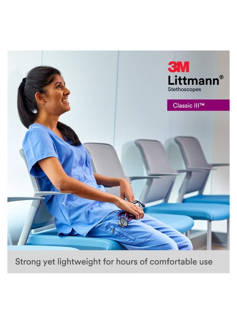 3M Littmann 3M 5803 Littmann Classic III Black Edition Chestpiece Monitoring Stethoscope, 27" Black Tube - Image 3