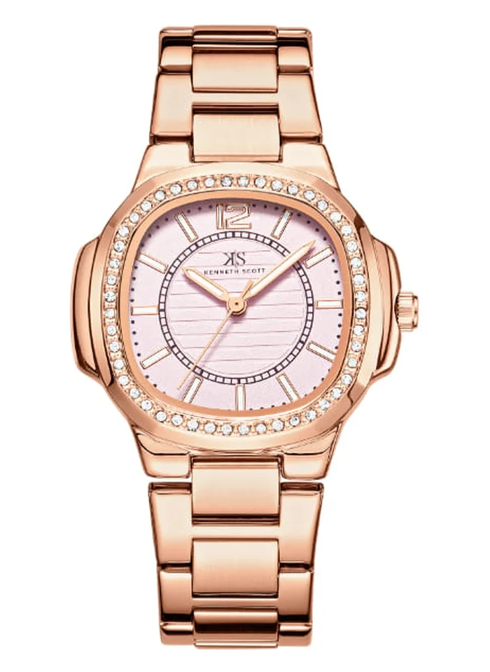 KENNETH SCOTT Kenneth Scott K24507-RBKP Women's Analog Display Watch & Stainless Steel Strap Rose Gold