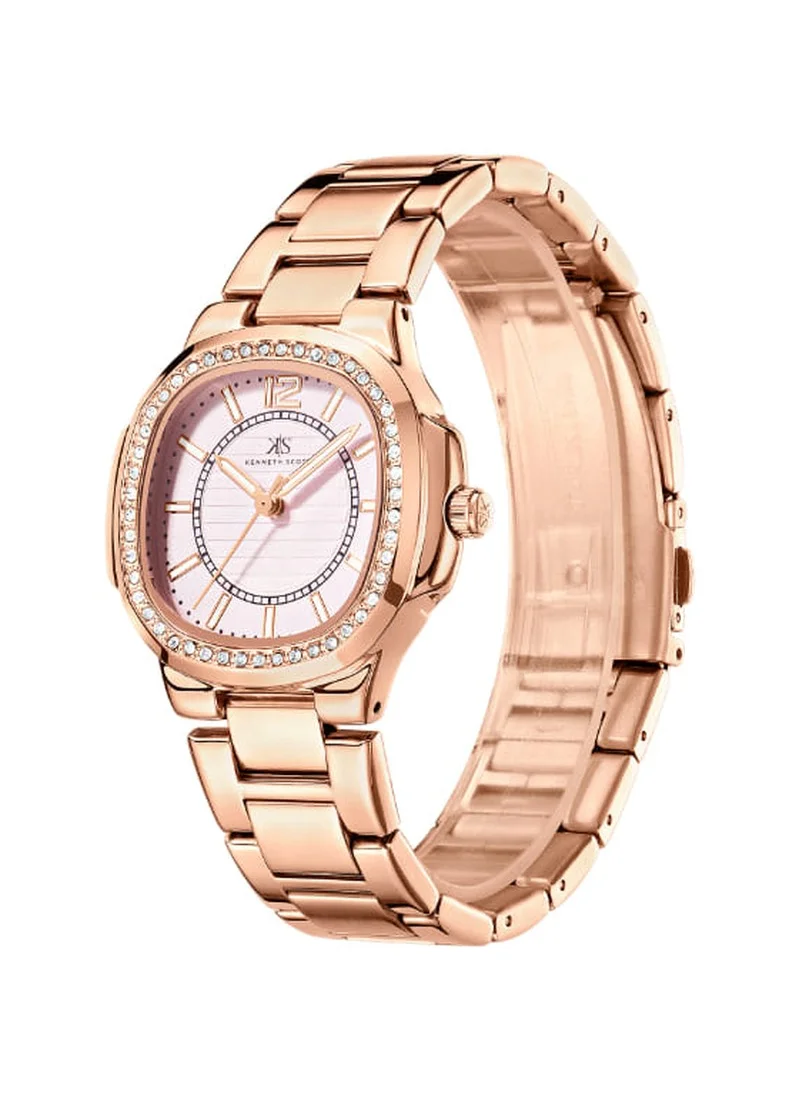 KENNETH SCOTT Kenneth Scott K24507-RBKP Women's Analog Display Watch & Stainless Steel Strap Rose Gold