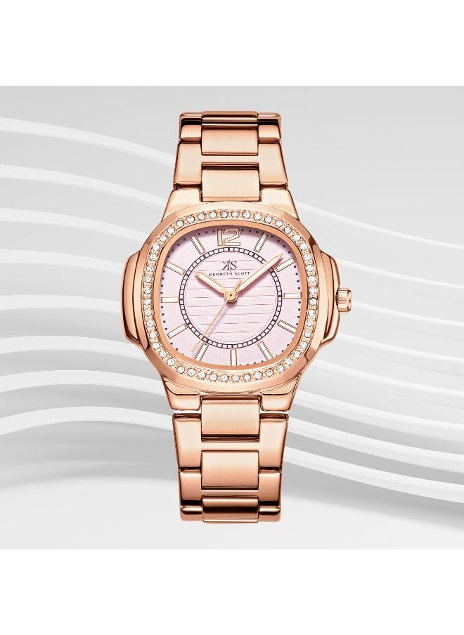 KENNETH SCOTT Kenneth Scott K24507-RBKP Women's Analog Display Watch & Stainless Steel Strap Rose Gold  - Image 2