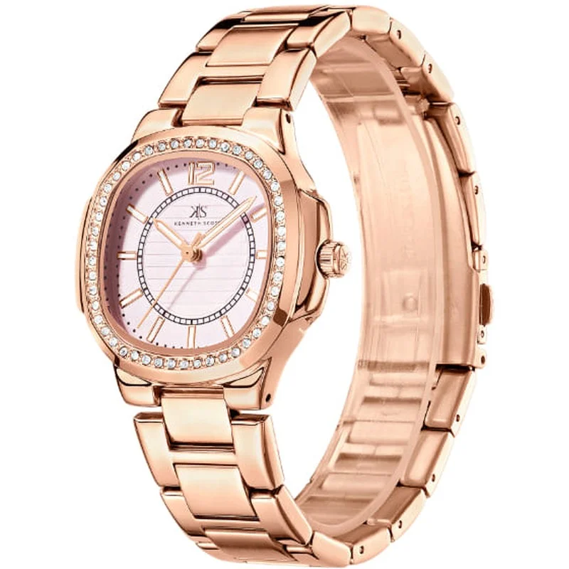 KENNETH SCOTT Kenneth Scott K24507-RBKP Women's Analog Display Watch & Stainless Steel Strap Rose Gold