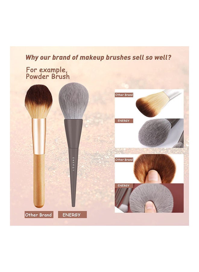Rock Pow 10 Pcs Professional Makeup Brushes Set With Sponge Grey - Image 4