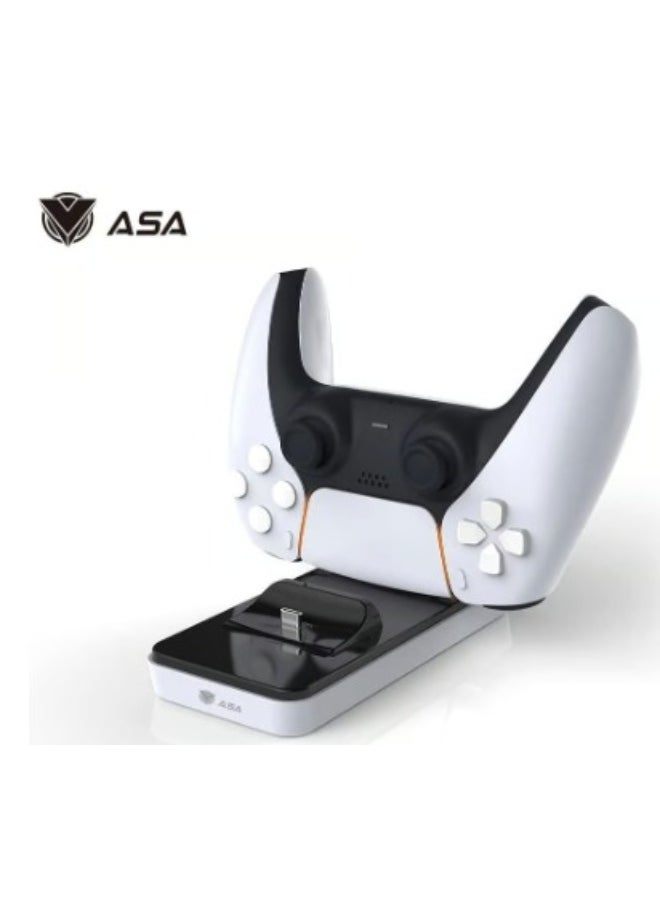 ASA Controller Charging Station for PS5 Dualsense | ASA Dual Fast Controller Charger Compatible with Playstation 5 Controller - White