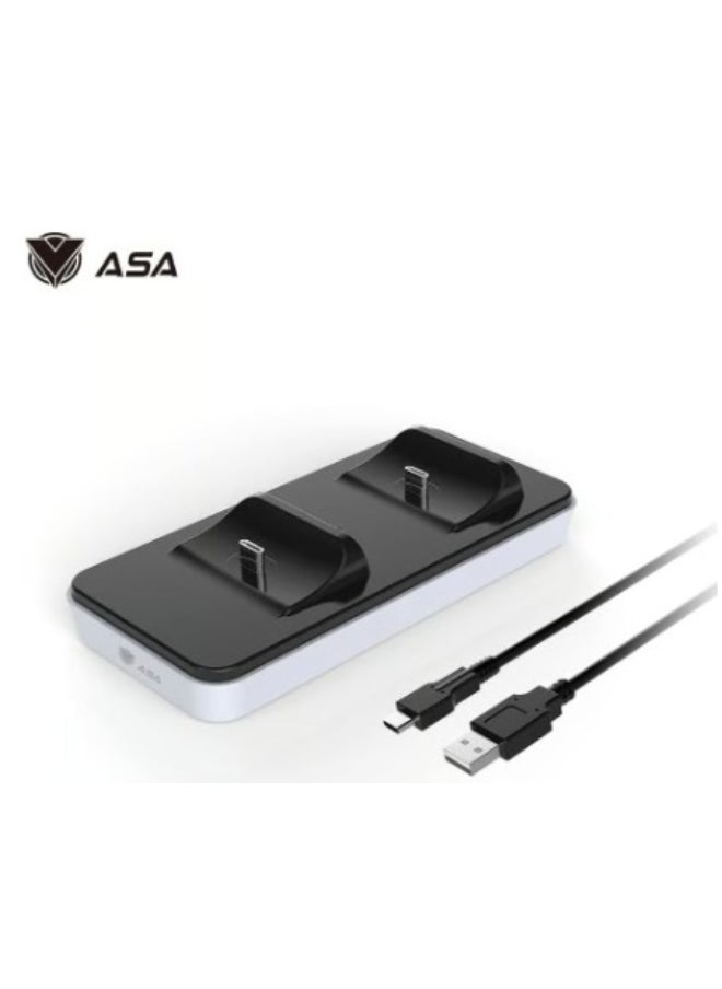 ASA Controller Charging Station for PS5 Dualsense | ASA Dual Fast Controller Charger Compatible with Playstation 5 Controller - White