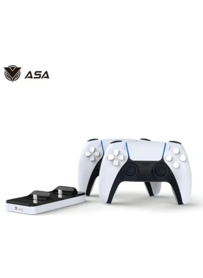 ASA Controller Charging Station for PS5 Dualsense | ASA Dual Fast Controller Charger Compatible with Playstation 5 Controller - White