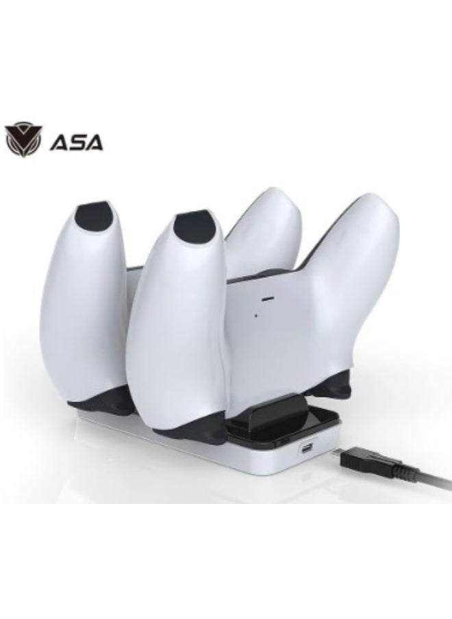ASA Controller Charging Station for PS5 Dualsense | ASA Dual Fast Controller Charger Compatible with Playstation 5 Controller - White
