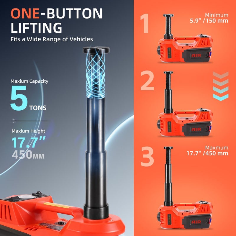 Electric Car Jack with Powerful Motor, Electric Jack Suits for Car and SUVs, Electric Hydraulic Jack has a Load Capacity of 7700 lbs (Red) - Image 2