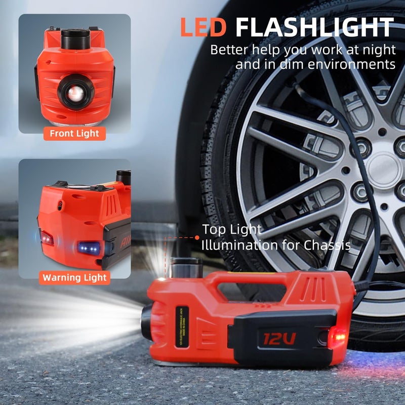 Electric Car Jack with Powerful Motor, Electric Jack Suits for Car and SUVs, Electric Hydraulic Jack has a Load Capacity of 7700 lbs (Red) - Image 4