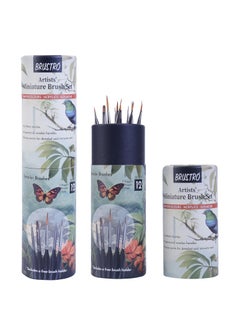 BRUSTRO BRUSTRO Artists’ Miniature Precision Brushes - Set of 12 | Synthetic Bristles, Detail Fine Tip | Ideal for Watercolour, Acrylic, Gouache & Oil Colors, Art Painting Tools, Paint Brush Set.  - Image 1