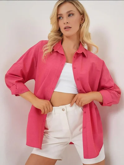 بيغ دارت قميص بأزرار وأكمام طويلة فضفاض