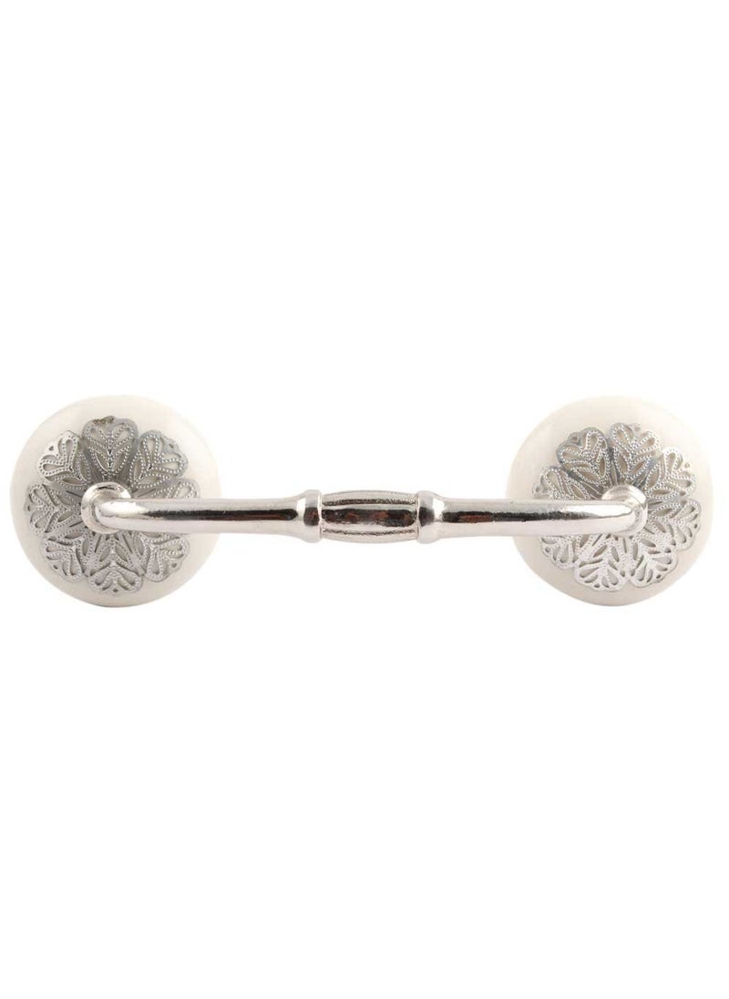Indian-Shelf IndianShelf 1 Pack Ceramic Drawer Handles for Cabinets and Drawers Cream Dresser Pulls for Door Silver Hardware 8 Hole to Hole BH325CK761 