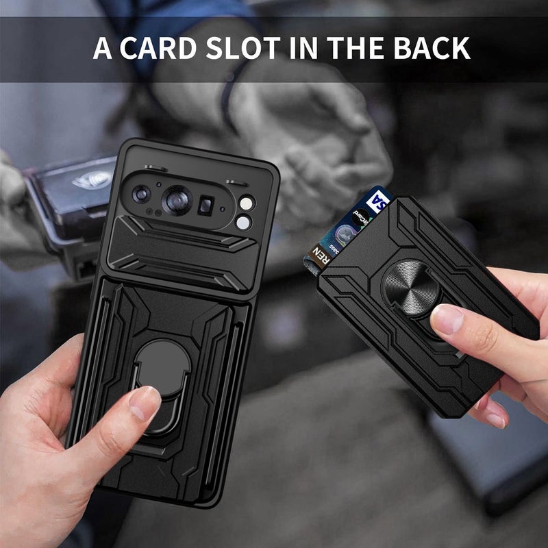 HuHa Protective Cover For Google Pixel 9 Pro XL Sliding Camshield TPU+PC Phone Case with Card Slot(Rose Gold) - Image 5