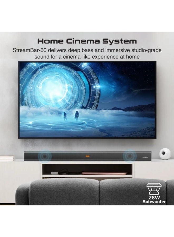 PROMATE 60W BassBoost SoundBar with Subwoofer StreamBar-60 - Image 2