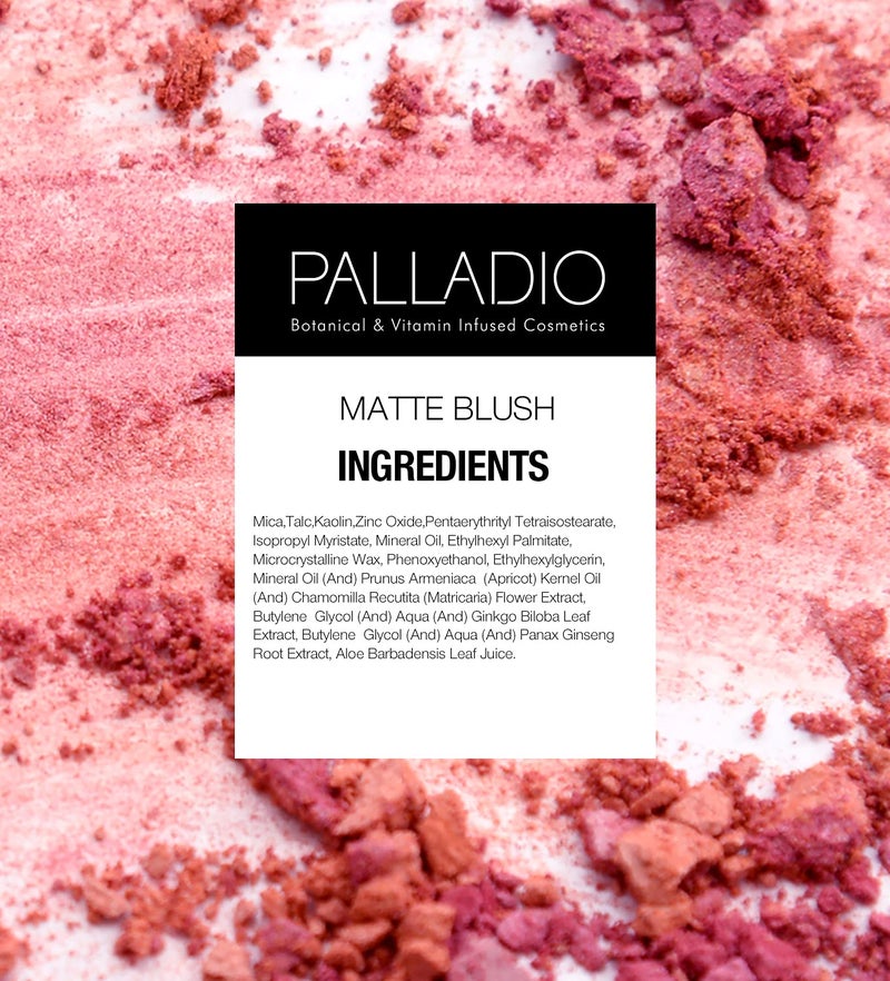Palladio Matte Blush, Brushes onto Cheeks Smoothly, Soft Matte Look and Even Finish, Flawless Velvety Coverage, Effortless Blending Makeup, Flatters the Face, Convenient Compact, Peach Ice - Image 4