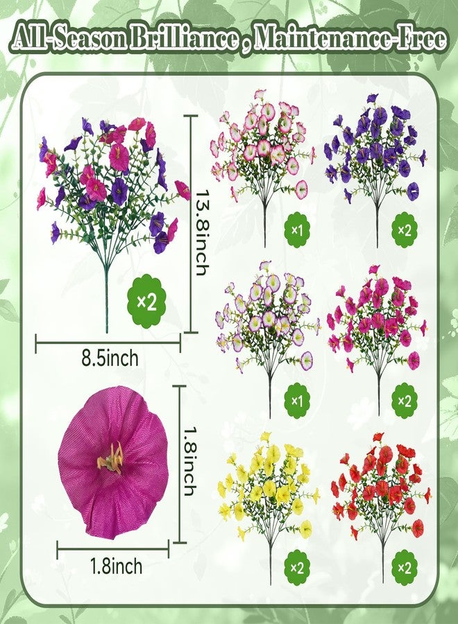 زهور اصطناعية من MyCoats للاستخدام الخارجي، 12 حزمة من زهور مجد الصباح الحريرية للزراعة، زهور صناعية مقاومة للأشعة فوق البنفسجية لتزيين المنزل والحديقة الخارجية في فصلي الربيع والصيف، تشكيلة متنوعة - Image 3