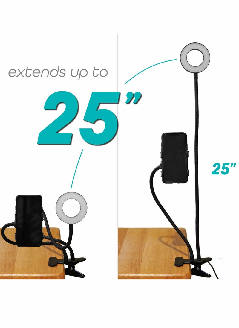 Excefore - Selfie Ring Light with 24” Gooseneck Stand & Cell Phone Holder - Image 1
