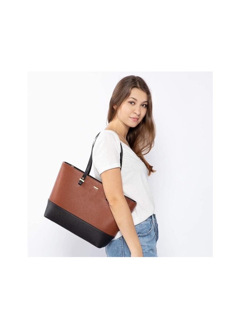 Dubkart 3-Piece Women's Tote Handbag Set – Stylish Shoulder, Satchel & Clutch (Brown & Black) - Image 5