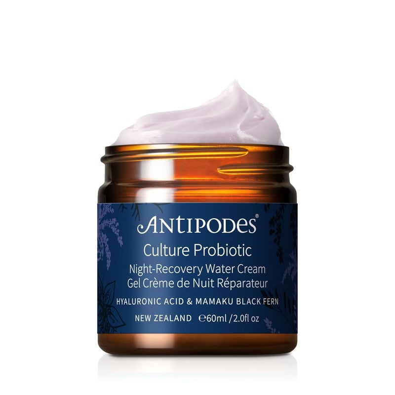 Antipodes ANTIPODES Culture Probiotic Night Recovery Water Cream  Facial Moisturizer with Hyaluronic Acid  Probiotics for Calm Clear Hydrated Skin  Dry Skin  Stressed Skin  60ml 2 fl oz 