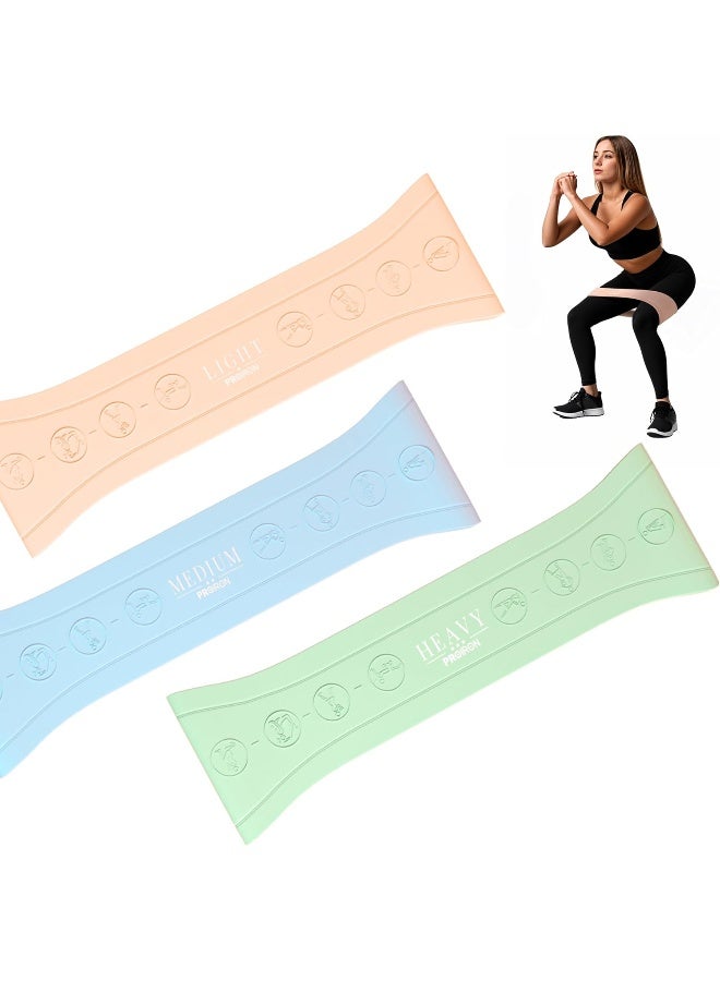 PROIRON PROIRON Resistance Loop Bands, Silicone[Skin-Friendly] Resistance Band Printed Exercise Poses Set of 3 Anti-Slip Exercise bands - Ideal for Home, Gym, Yoga, Training  - Image 1