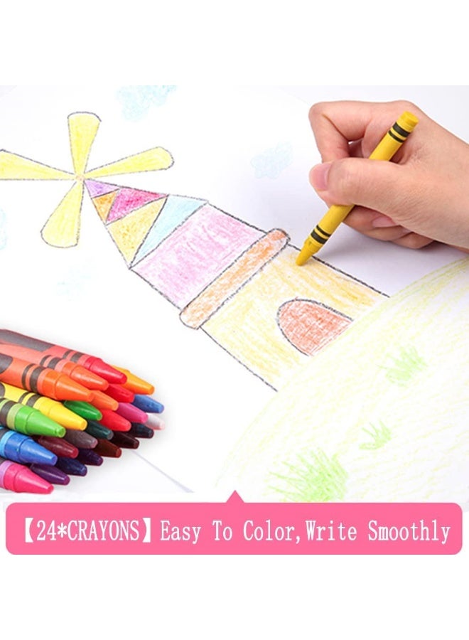 208 PCS Art Supplies Drawing Kit for Kids & Adults with Double-Sided Trifold Easel, Oil Pastels, Crayons - Pink - Image 2