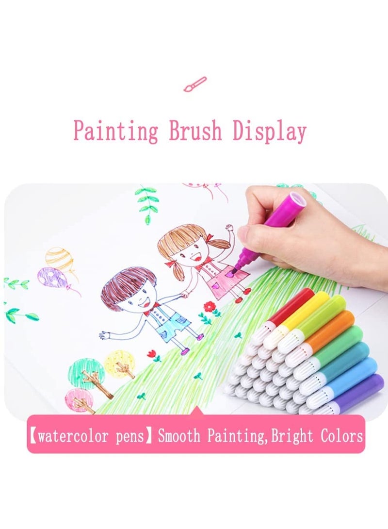 208 PCS Art Supplies Drawing Kit for Kids & Adults with Double-Sided Trifold Easel, Oil Pastels, Crayons - Pink - Image 3