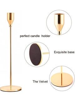 Rock Pow Pink Gold Candle Holders Set of 3 for Taper Candles, Decorative Candlestick Holder for Wedding, Dinning, Party, Fits 3/4 inch Thick Candle&Led Candles (Metal Candle Stand)  - Image 3