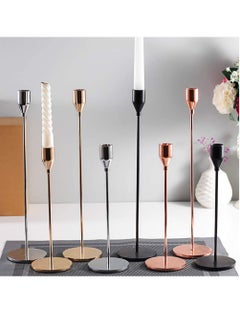 Rock Pow Pink Gold Candle Holders Set of 3 for Taper Candles, Decorative Candlestick Holder for Wedding, Dinning, Party, Fits 3/4 inch Thick Candle&Led Candles (Metal Candle Stand)  - Image 5