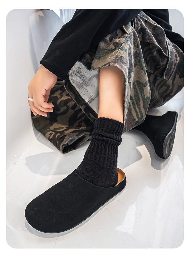 Men's Suede Birken Style Closed Toe Mule Slippers, Slip On Lazy Office Indoor Outdoor Clogs, Non-Slip Odor Resistant Comfort Casual Slides - Image 4