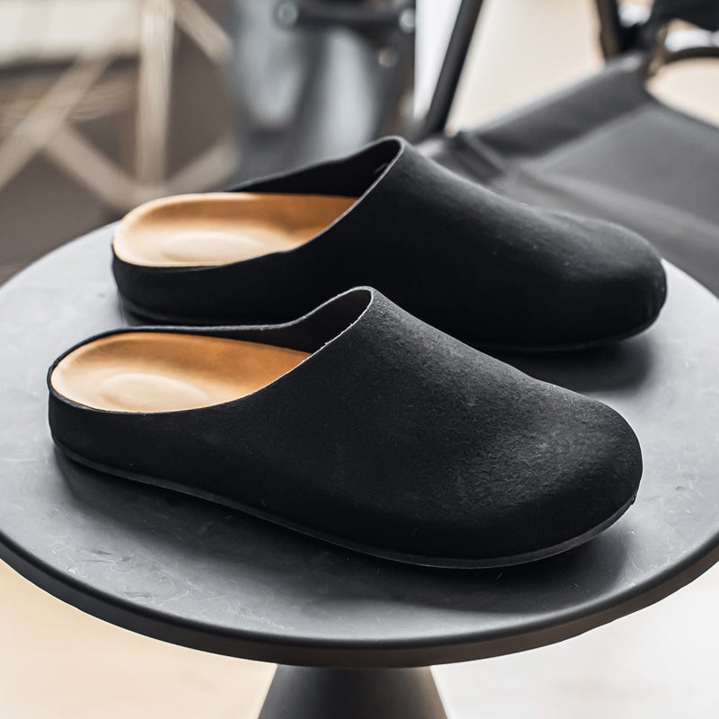 Men's Suede Birken Style Closed Toe Mule Slippers, Slip On Lazy Office Indoor Outdoor Clogs, Non-Slip Odor Resistant Comfort Casual Slides - Image 1