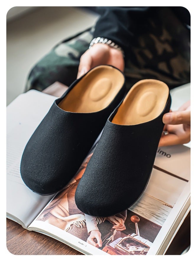 Men's Suede Birken Style Closed Toe Mule Slippers, Slip On Lazy Office Indoor Outdoor Clogs, Non-Slip Odor Resistant Comfort Casual Slides - Image 2