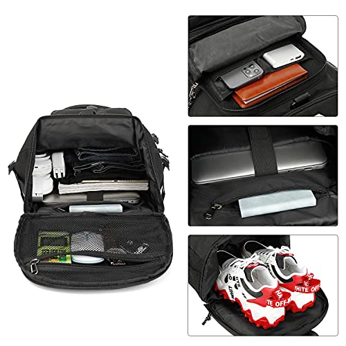Kalesi Gym Duffle Bag Backpack 4-Way Waterproof with Shoes Compartment for travel Sport Hiking laptop (Black) - Image 5