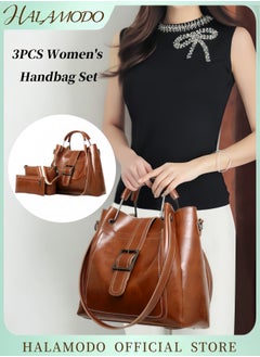 3PCS Women's Handbag Set Shoulder Bag Messenger Bag Bucket Bag Cross-body Bag Tote Wallet Soft PU Leather Bag Simple Style Bag for Commute &Travel