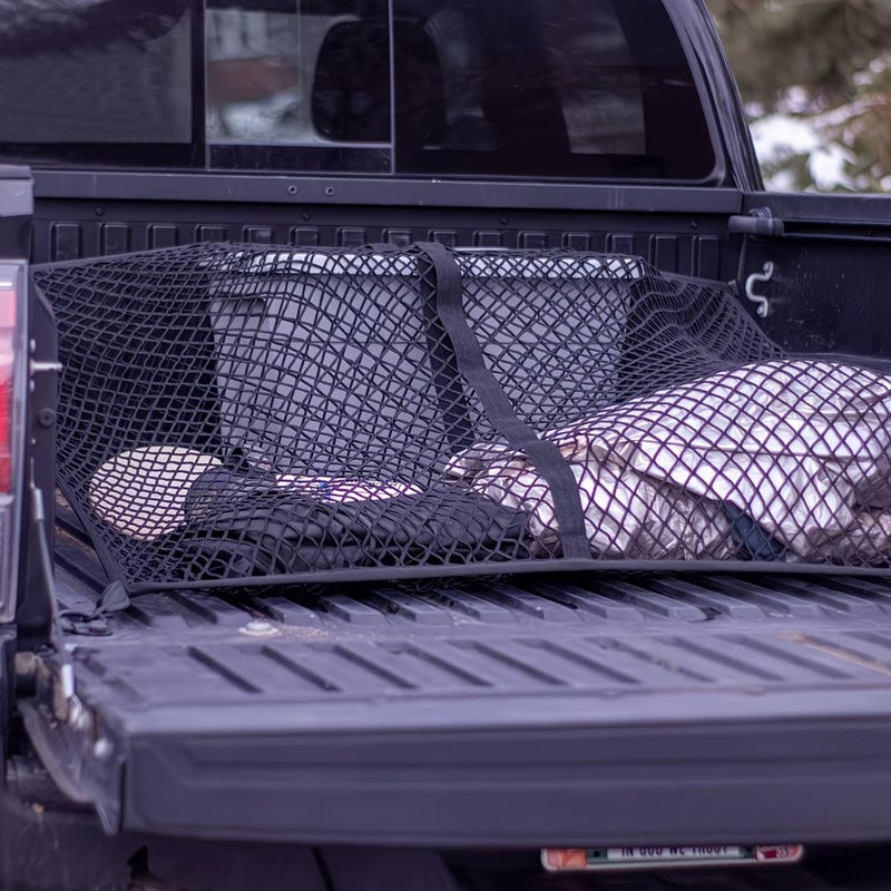 Extra Large High Elasticity Cargo Net Kit With 4 Hooks 6 Position Cargo Net For Pickup Truck Bed Luggage Storage 47.24 Inch X 47.24 Inch Extends To 94.49 Inch X 94.49 Inch - Image 5