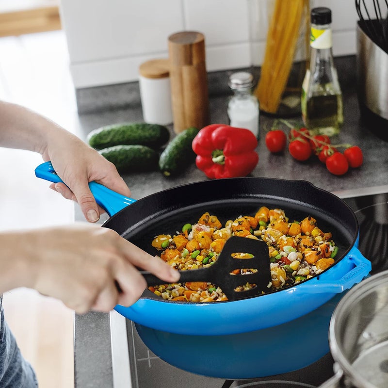 Bruntmor 12'' Blue Pre-seasoned Cast Iron Frying Pan, 12 Inch Oven Safe Skillet, Grill Pan Set, Nonstick Cookware And Bakeware For Casserole Dish - Image 2