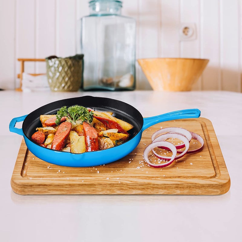 Bruntmor 12'' Blue Pre-seasoned Cast Iron Frying Pan, 12 Inch Oven Safe Skillet, Grill Pan Set, Nonstick Cookware And Bakeware For Casserole Dish - Image 5