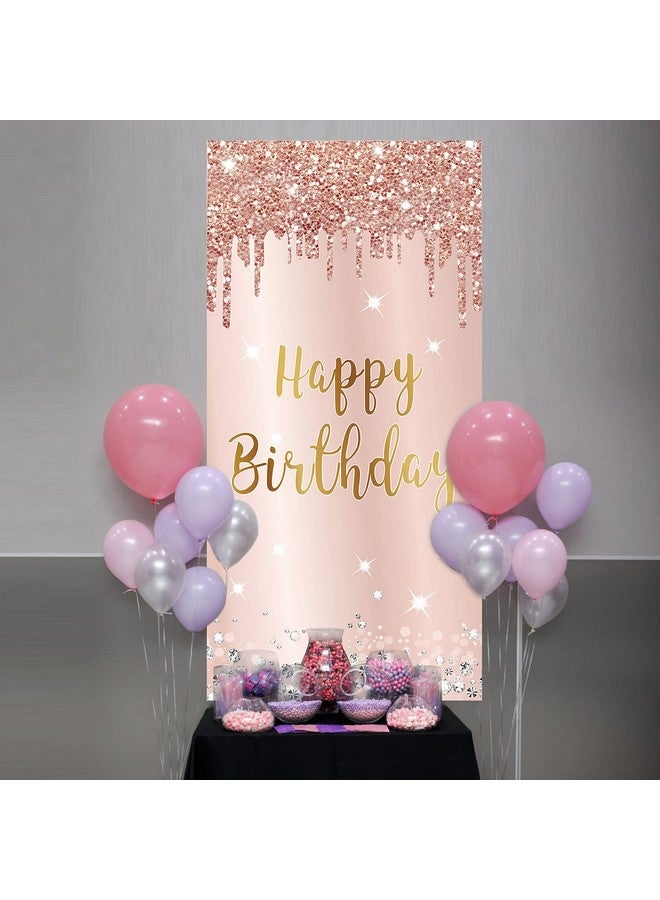 Excelloon Pink Rose Gold Happy Birthday Door Banner Decorations, Happy Birthday Door Cover Backdrop Party Supplies for Women, Large 16th 21st 30th 40th 50th Birthday Poster Sign Decor - Image 5