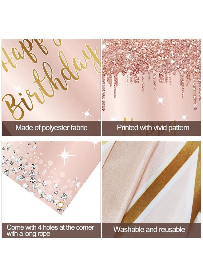 Excelloon Pink Rose Gold Happy Birthday Door Banner Decorations, Happy Birthday Door Cover Backdrop Party Supplies for Women, Large 16th 21st 30th 40th 50th Birthday Poster Sign Decor - Image 3