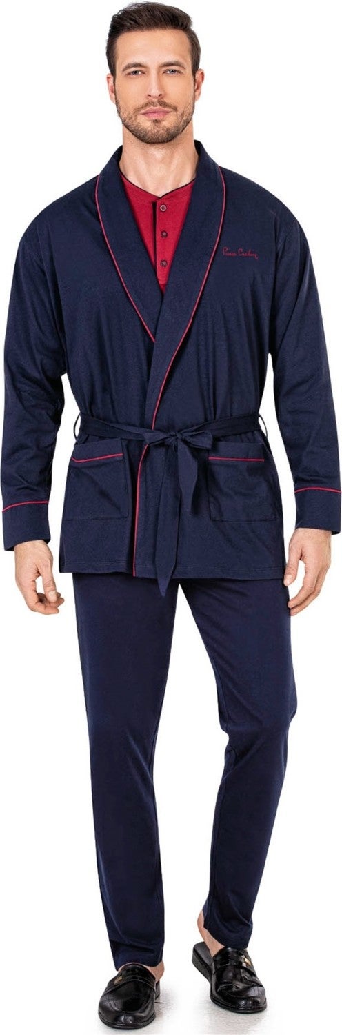 pierre cardin 5605 Men's Dowry 3-Piece Rob Pajamas Set-Navy Blue  - Image 1